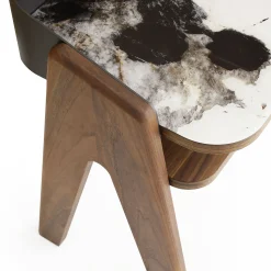 Bavero Trinity White Marble-Effect Nightstand