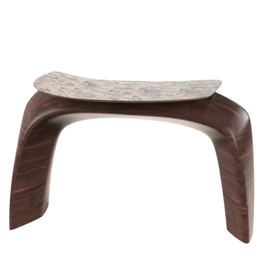 Bayou Brown Wood and Cast Bronze Stool #1