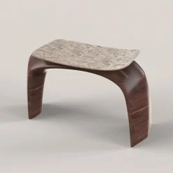 Bayou Brown Wood and Cast Bronze Stool #1