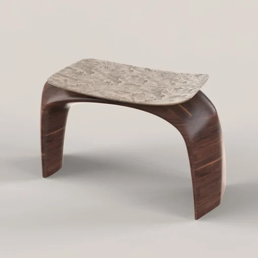 Bayou Brown Wood and Cast Bronze Stool #1