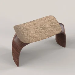 Bayou Brown Wood and Cast Bronze Stool #1