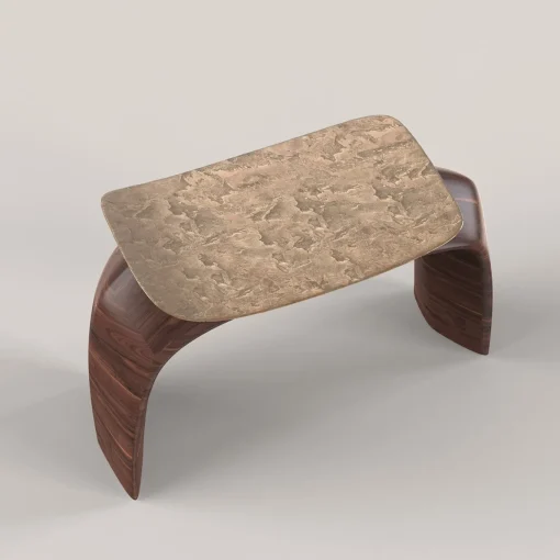 Bayou Brown Wood and Cast Bronze Stool #1