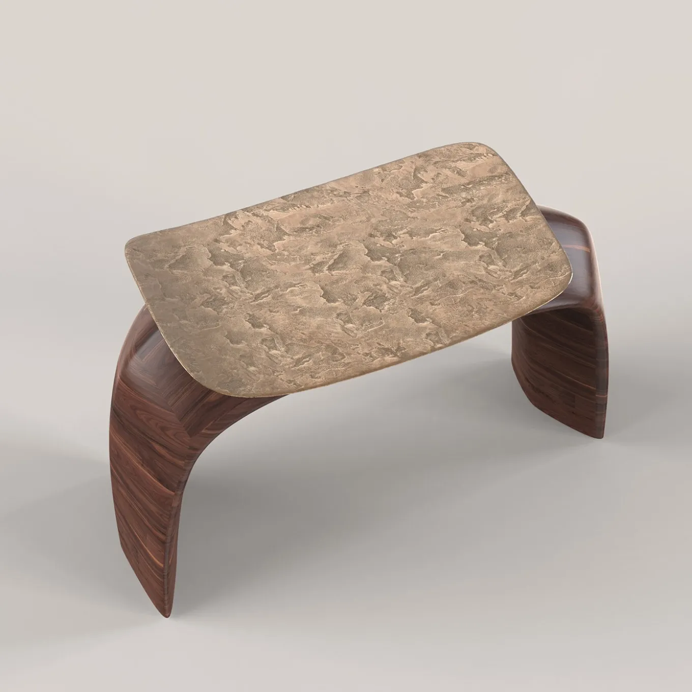 Bayou Brown Wood and Cast Bronze Stool #1