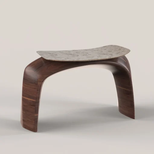 Bayou Brown Wood and Cast Bronze Stool #1