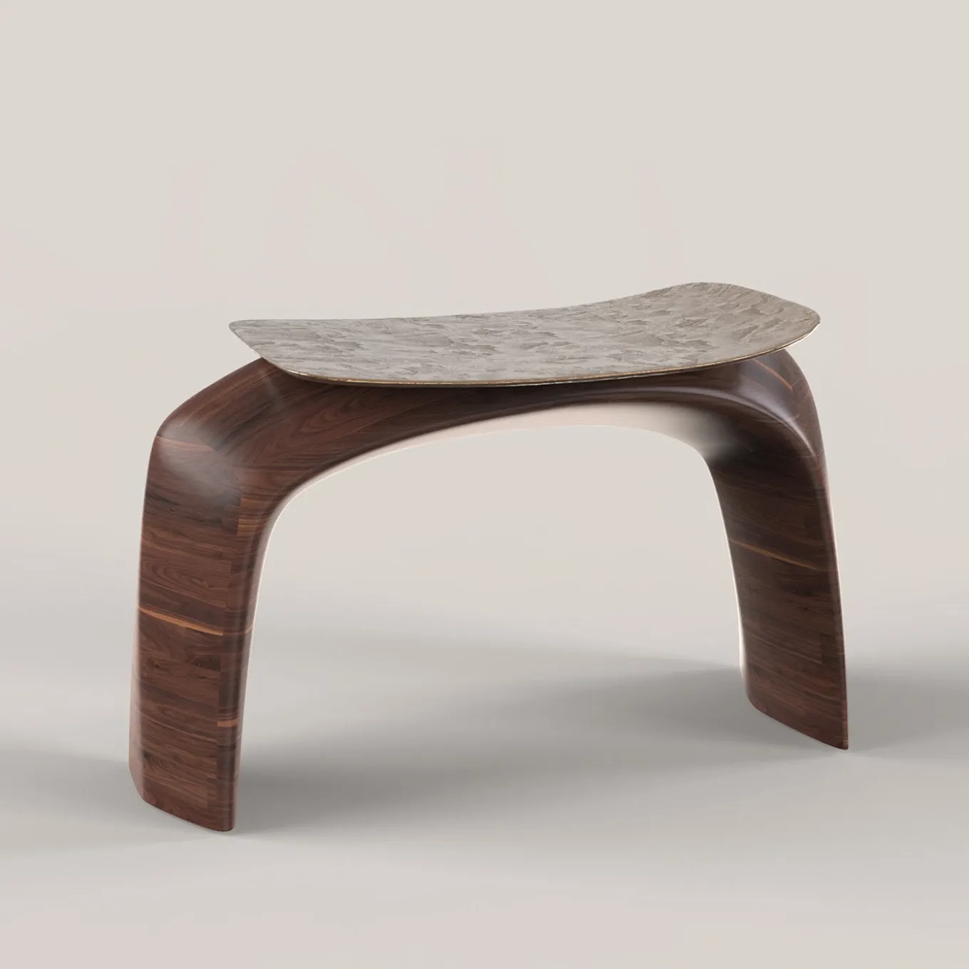 Bayou Brown Wood and Cast Bronze Stool #1