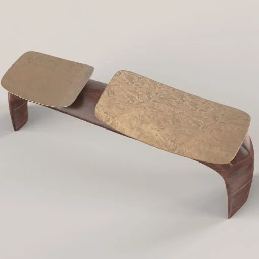 Bayou Brown Wood and Cast Bronze Bench #2