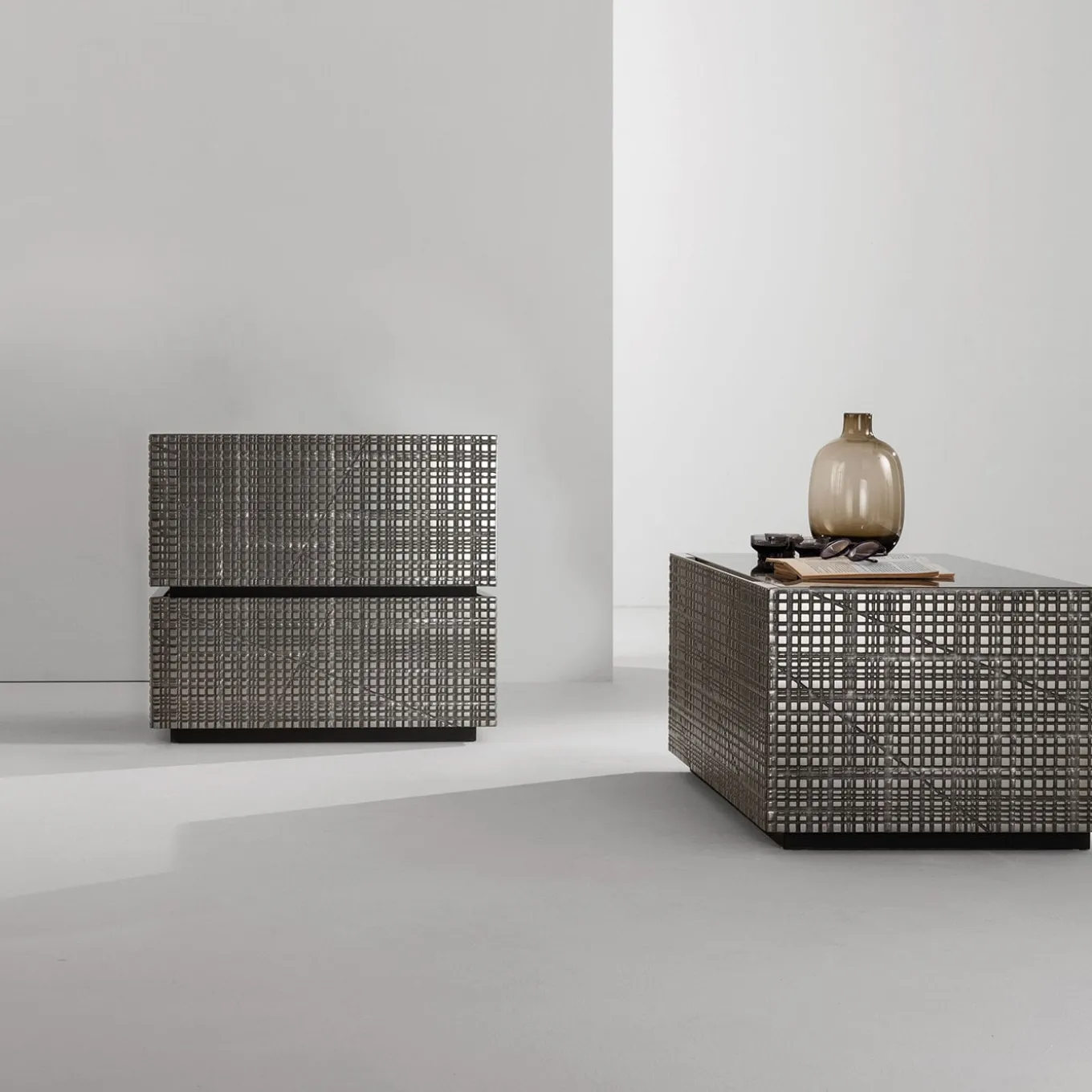 BD 06 Gray Metal Bedside Table