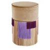 Beige Couture Geometric Stripe Pouf