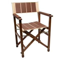 Beige Director Chair With Faux Leather Upholstery