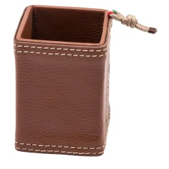 Beige Eco-Leather Pen Holder with Rope Insert