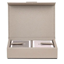 Beige Leather Playing Cards Holder