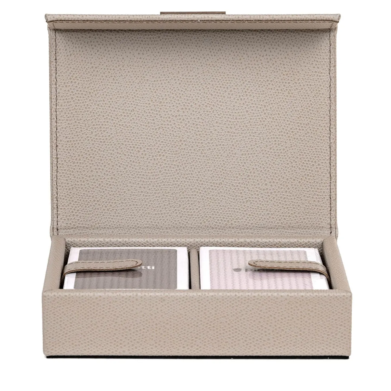 Beige Leather Playing Cards Holder