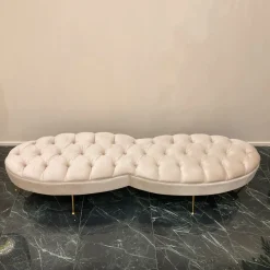 Beige Tufted Bench