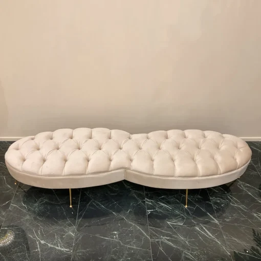 Beige Tufted Bench