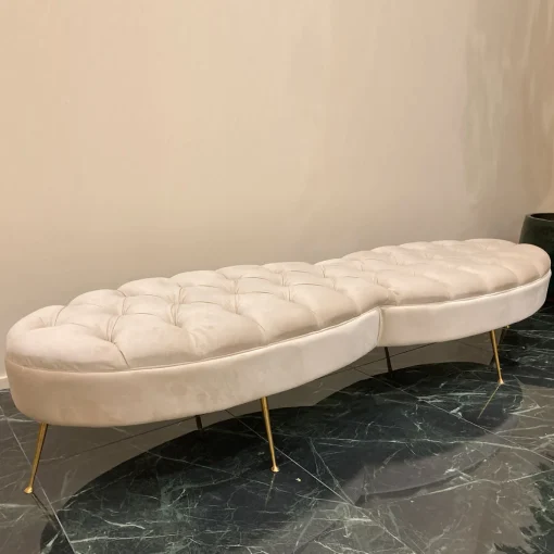 Beige Tufted Bench