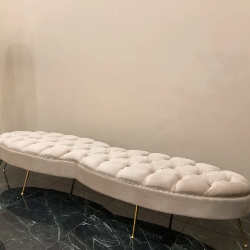 Beige Tufted Bench