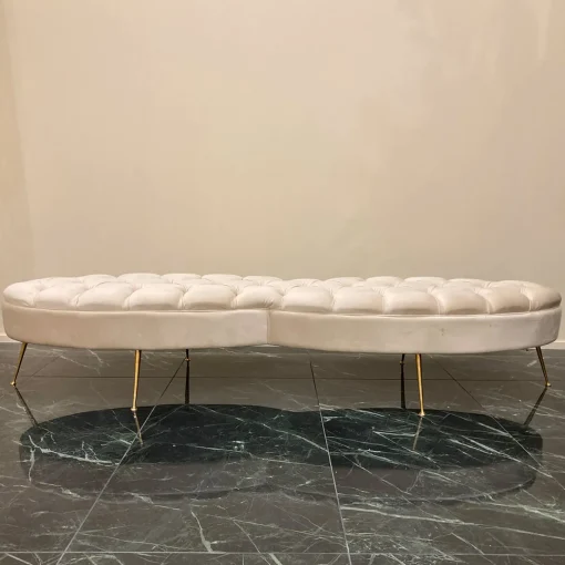 Beige Tufted Bench