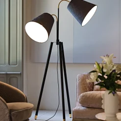 Bell 2-Light Tripodi Moka-Finished Ash Floor Lamp
