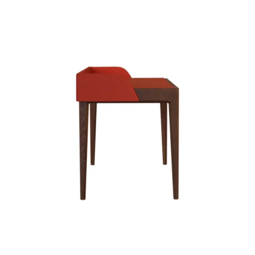 Bellagio Ash Wood Desk With Red Leather Upholstery And Hidden Drawer
