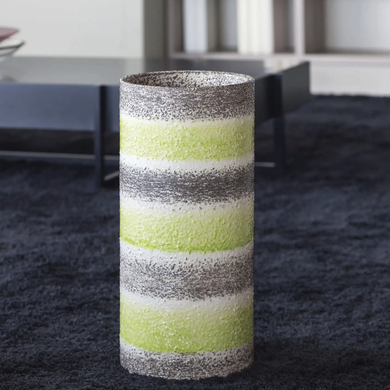 Bellagio Cylindrical Striped Polychrome Ceramic Vase