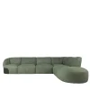 Belt Modular Green Leather Sofa with Metal Detail