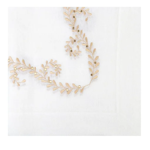 Berry White Embroidered Linen Tablecloth