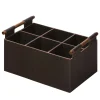Beta Rectangular Basket with Handles in Brown Leather
