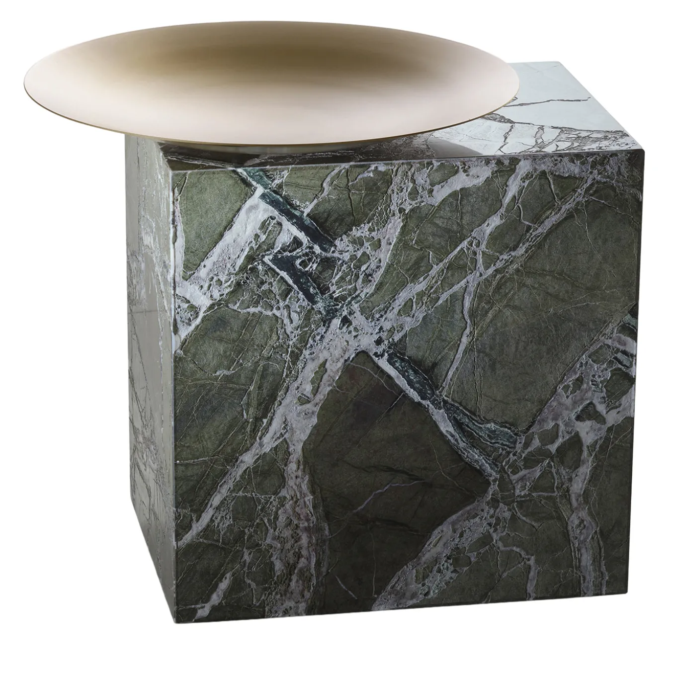 Between Nature 40 Square Green Marble Side Table by Stormostudio