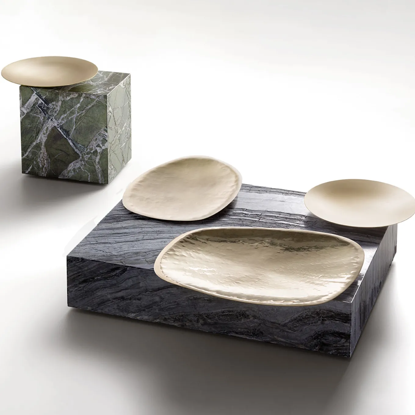 Between Nature 40 Square Green Marble Side Table by Stormostudio