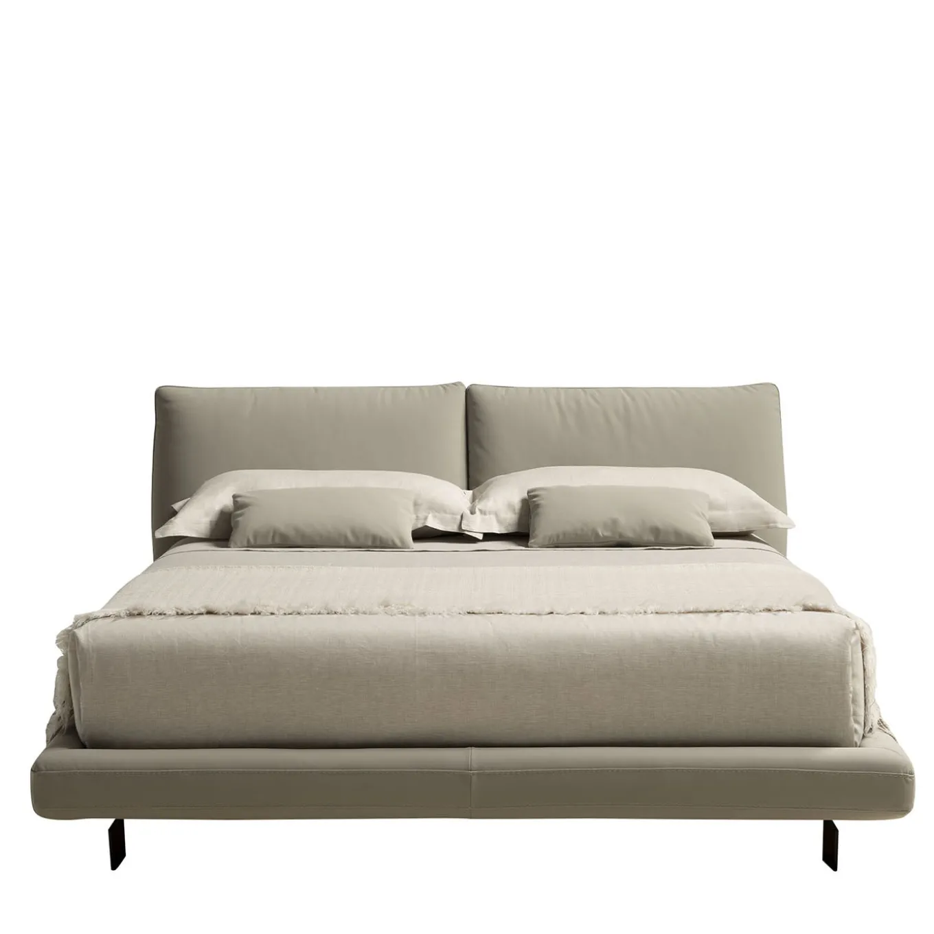 Beverly Bed 905 in Beige Leather