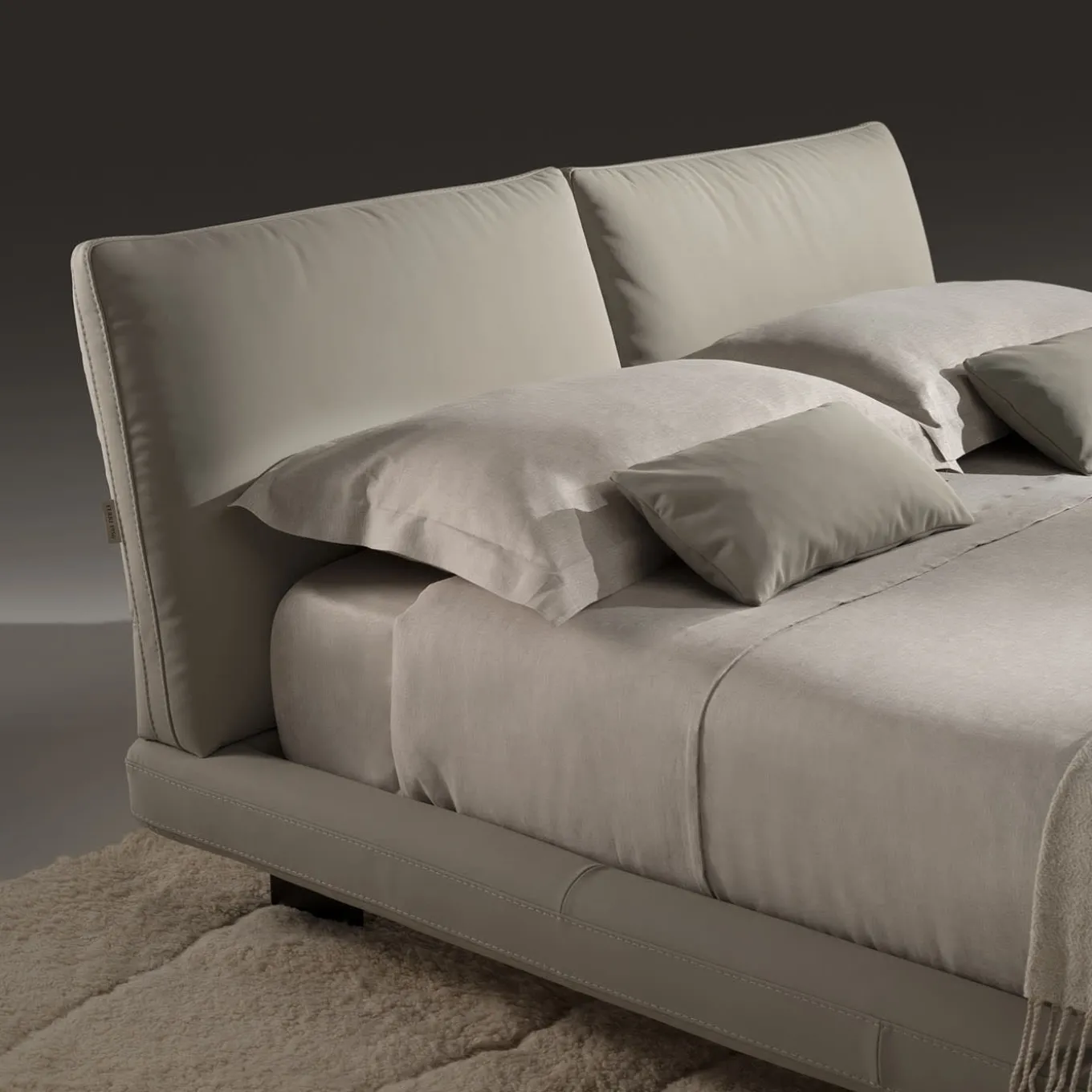 Beverly Beige Leather Bed