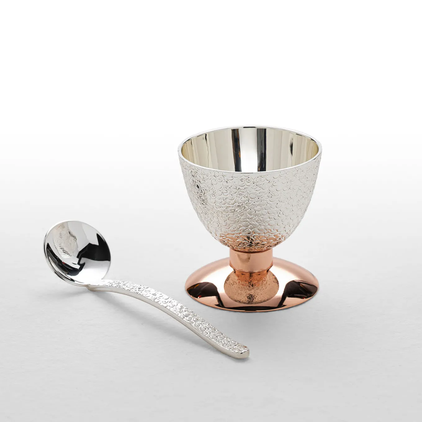 Bibo Silver & Copper-Plated Set of Brass Egg Cup and Spoon