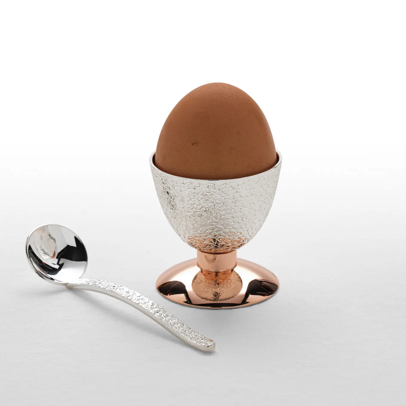 Bibo Silver & Copper-Plated Set of Brass Egg Cup and Spoon