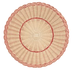 Bicolor Wood Straw Charger Plate in Geranium Pink
