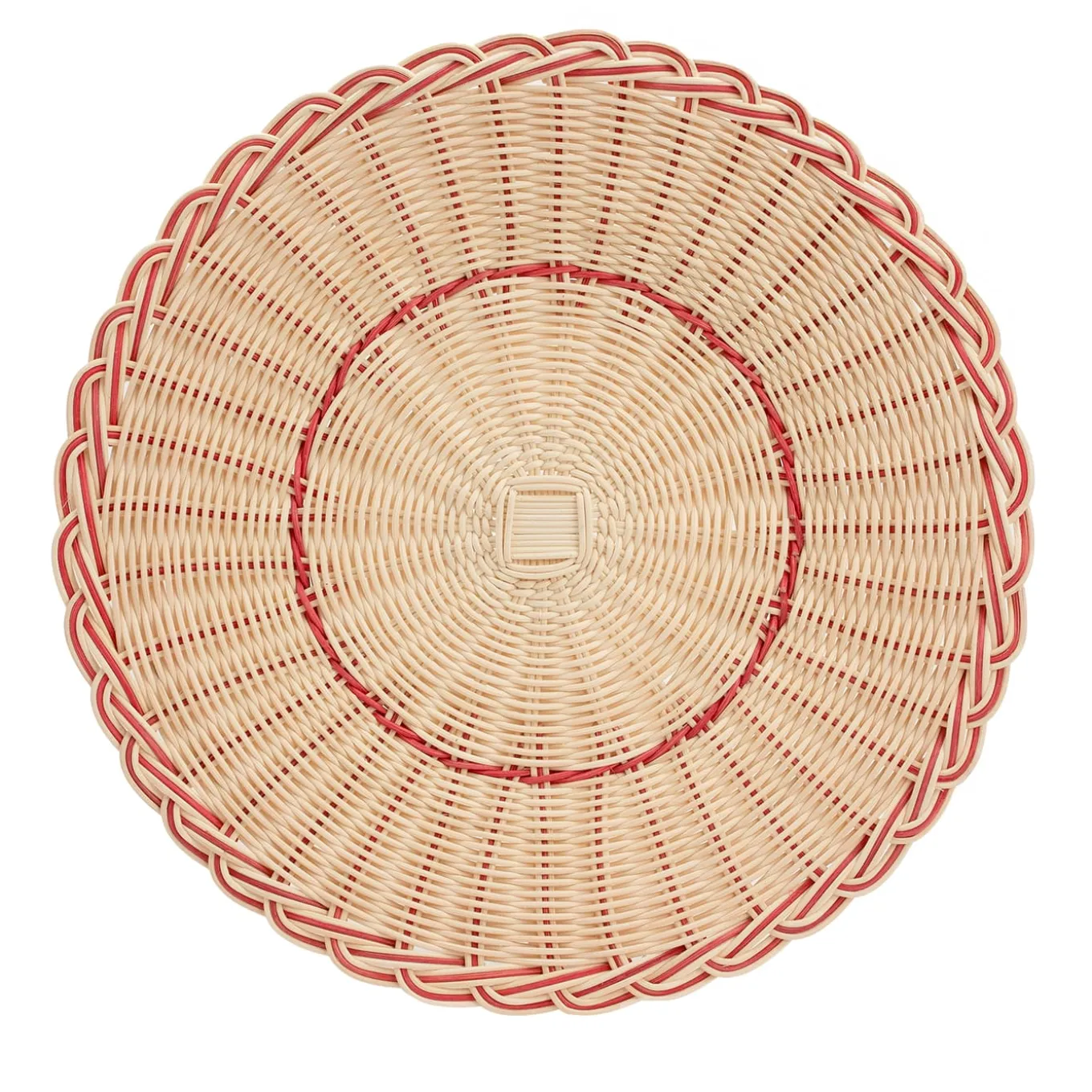 Bicolor Wood Straw Charger Plate in Geranium Pink