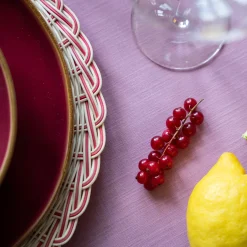 Bicolor Wood Straw Charger Plate in Geranium Pink