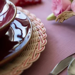 Bicolor Wood Straw Charger Plate in Geranium Pink