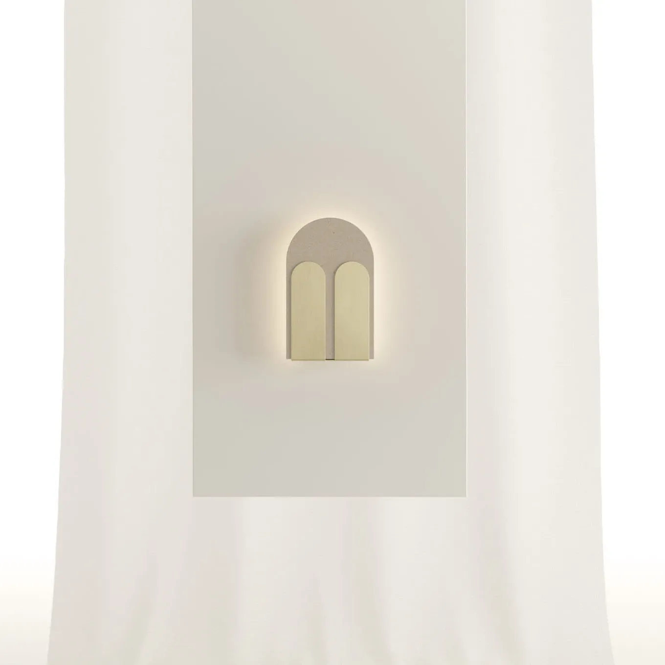 Bifora Beige Lecce Limestone & Brushed Brass Wall Lamp by Apospersano