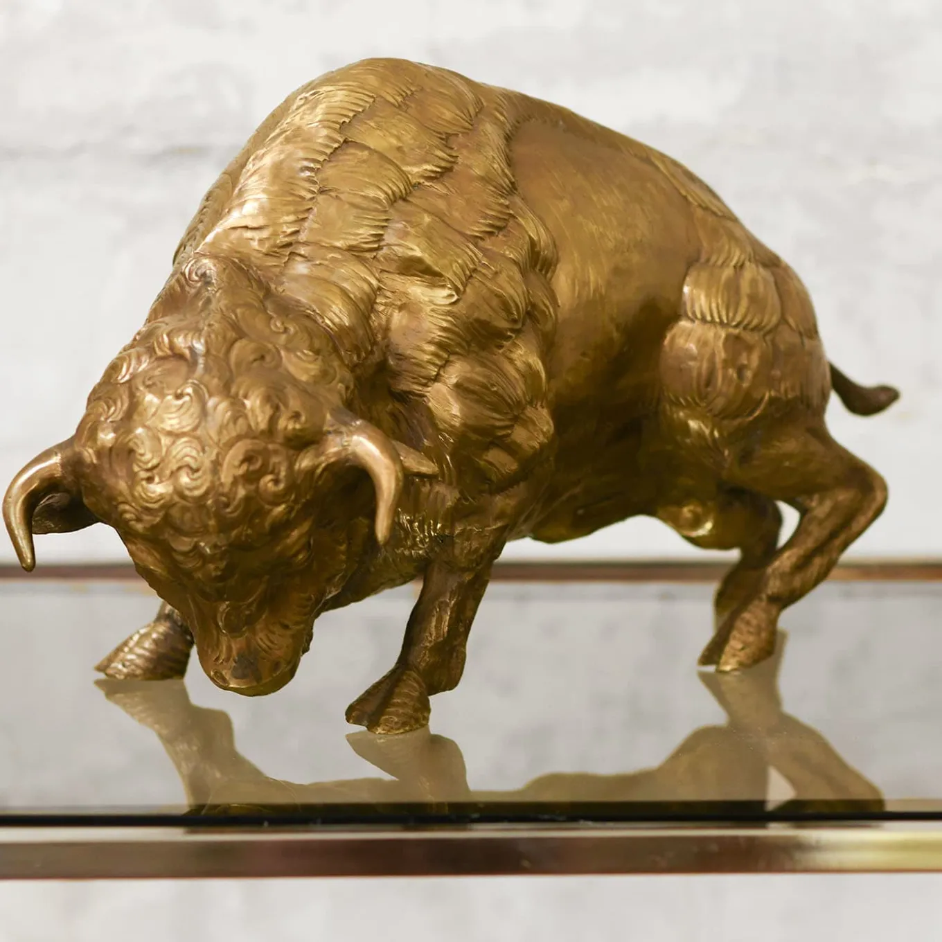 Big Bison Brass Sculpture