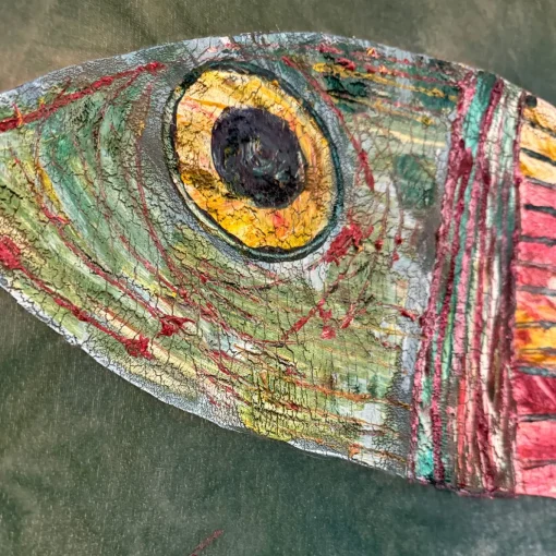 Big Fish Green Velvet Hand-Painted Tapestry