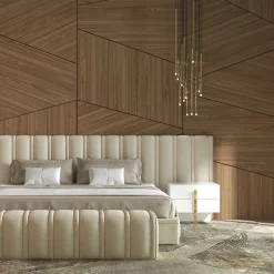 Big Flare Bed with Velvet Headboard