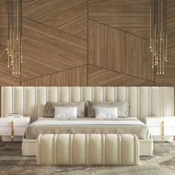 Big Flare Bed with Velvet Headboard