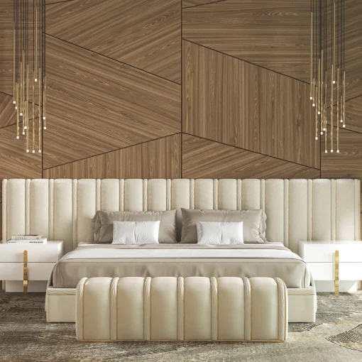 Big Flare Bed with Velvet Headboard