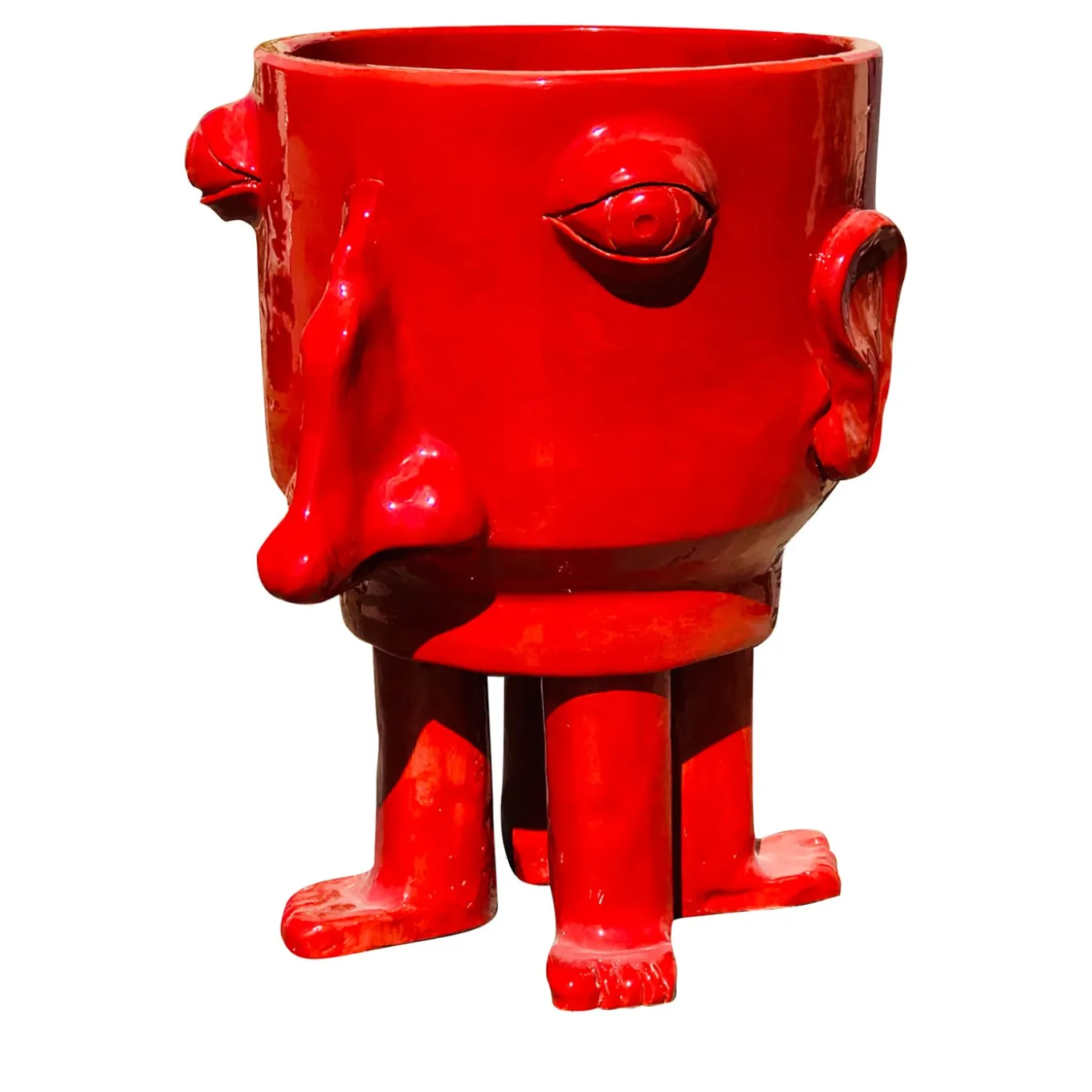 Big Red Walking Head Flower Pot