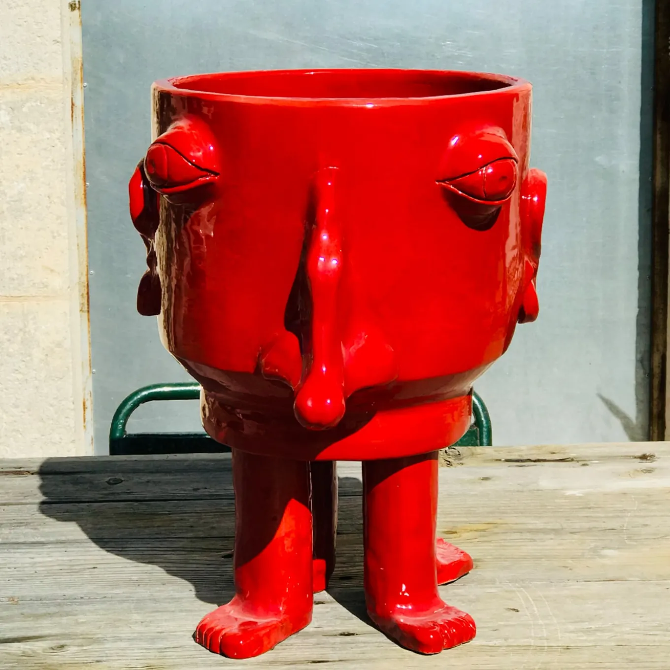 Big Red Walking Head Flower Pot