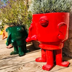Big Red Walking Head Flower Pot