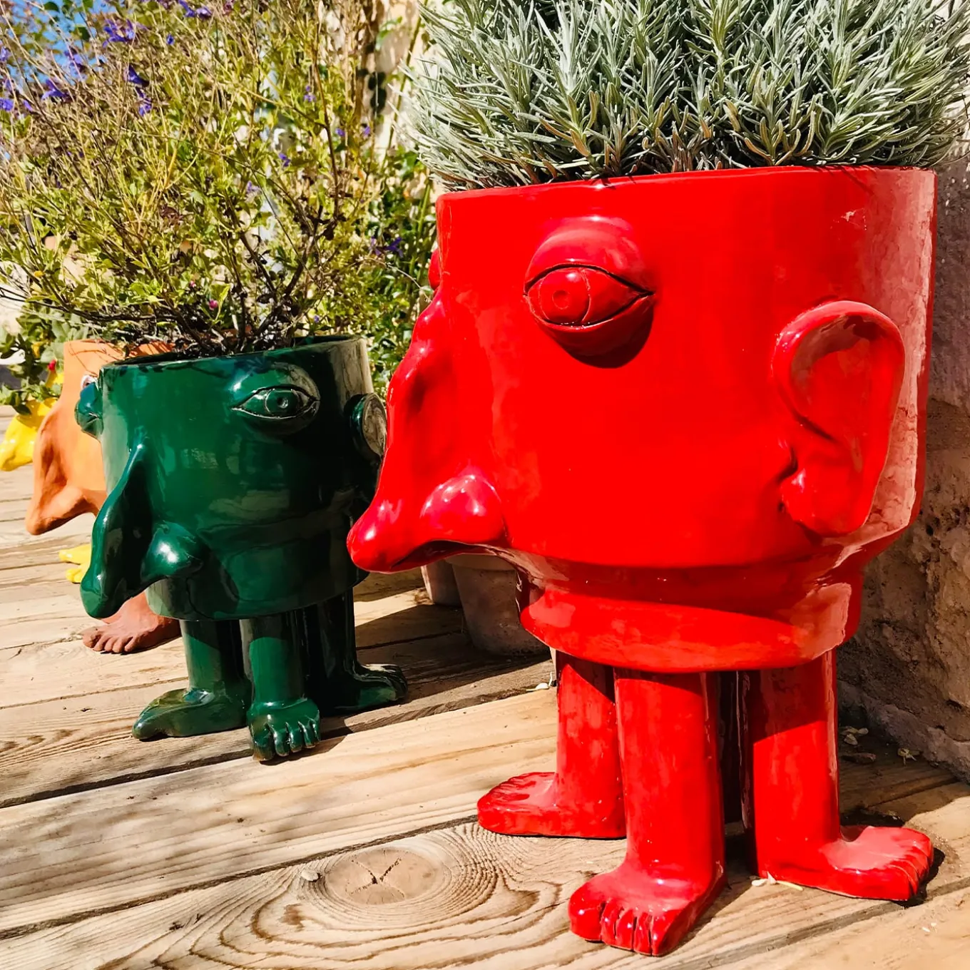 Big Red Walking Head Flower Pot