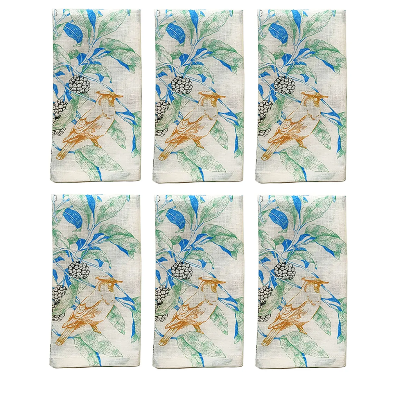Bird Song Set of 6 Polychrome Napkins