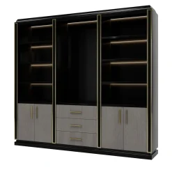 Black and Brown Bookcase with Eucalyptus Doors from Studio Privè Collection