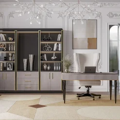 Black and Brown Bookcase with Eucalyptus Doors from Studio Privè Collection